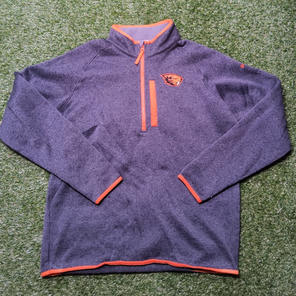 Columbia Oregon Beavers Gray and Orange Quarter-Zip Pullover Large 4848